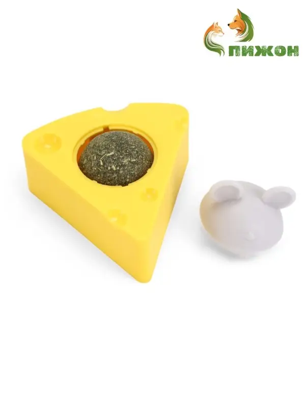 Игрушка для кошек из кошачьей мяты &laquo;Сыр&raquo;, 5&times;4 см, на основании