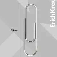 Скрепки канцелярские ErichKrause, 33 мм, 100 шт., оцинкованные, картонная упаковка
