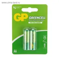 Батарейка солевая GP Greencell Extra Heavy Duty, AA, R6-2BL, 1.5 В, блистер, 2 шт.
