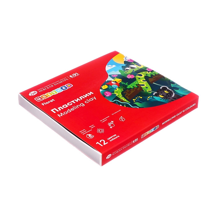 Пластилин Пластилин "Цветик", 12 цветов, 180 г, со стеком