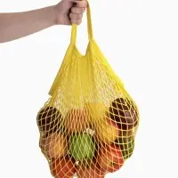 Сумка - авоська плетёная, ручка 12 см, клетка 1.5 см, жёлтая