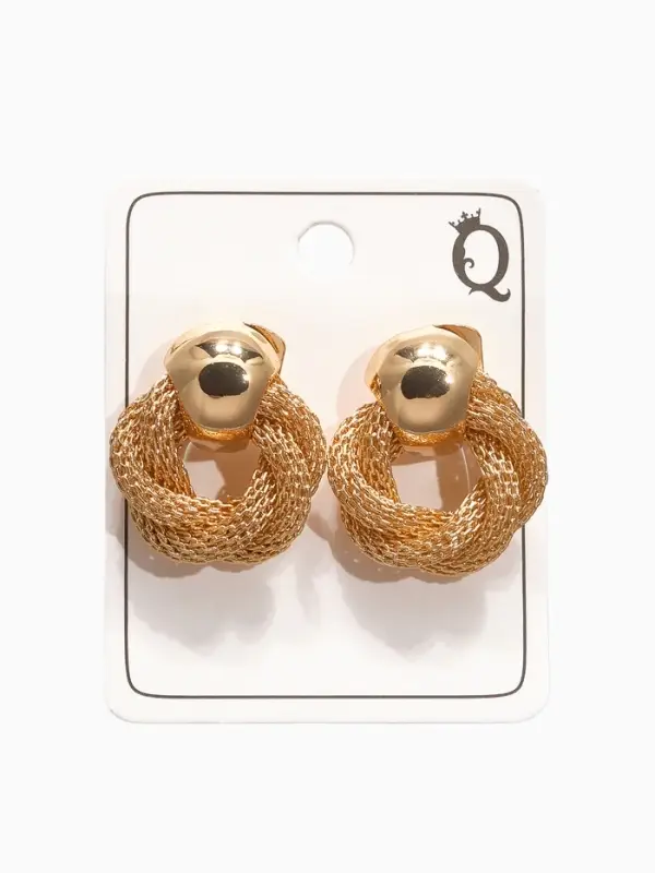 Серьги металл &laquo;Круги переплетение&raquo;, цвет золото