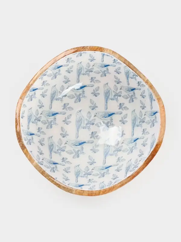 Салатник &laquo;Синие птицы&raquo;, 29&times;29&times;11 см, дерево манго