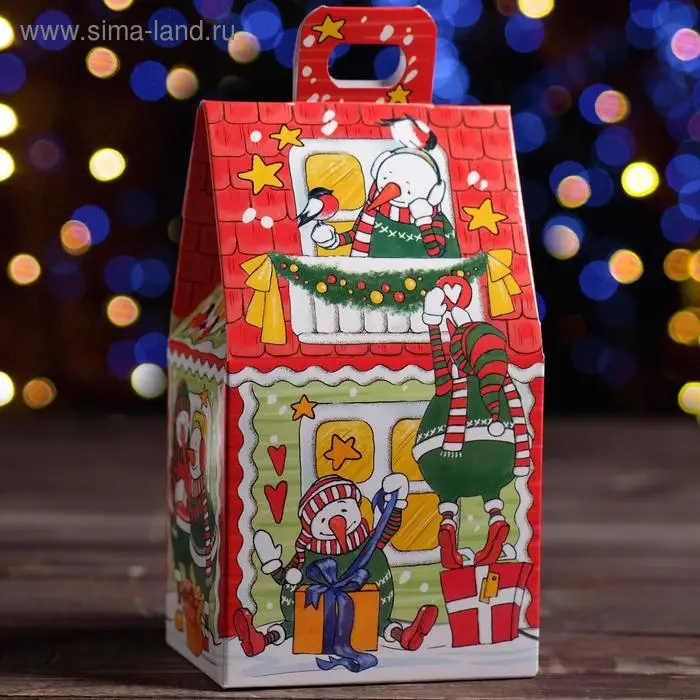 Подарочная коробка «Домик снеговиков», 9.1×7×15.7 см Подарочная коробка «Домик снеговиков», 9.1×7×15.7 см