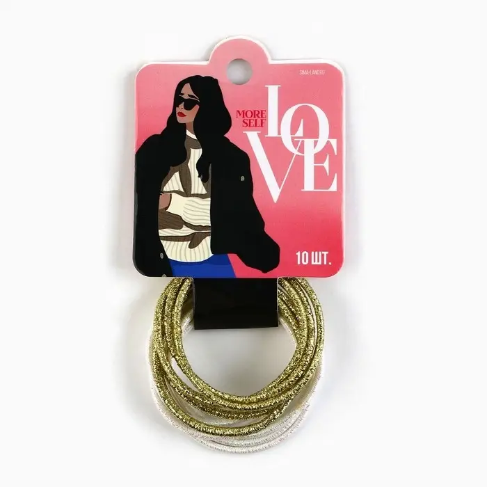 Резинки для волос «Love»10 шт., диам. 3,5 см