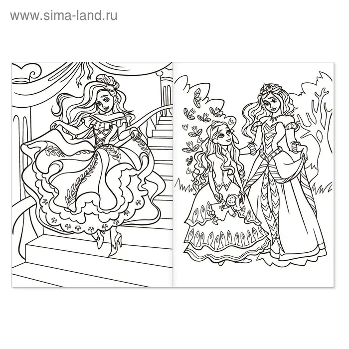 Раскраска для девочек «Сказочные принцессы», 16 стр., формат А4 Раскраска для девочек «Сказочные принцессы», 16 стр., формат А4