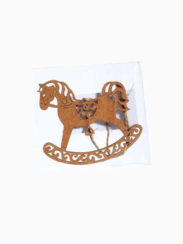 Ёлочное украшение "Лошадка" резная 9х8 см, Дуб