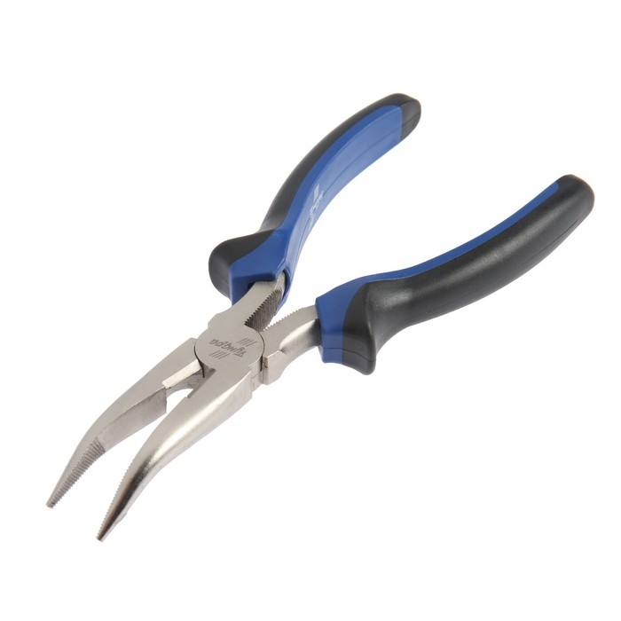 Длинногубцы изогнутые ТУНДРА, CrV, никелированные, двухкомпонентные рукоятки, 180 мм Длинногубцы изогнутые ТУНДРА, CrV, никелированные, двухкомпонентные рукоятки, 180 мм