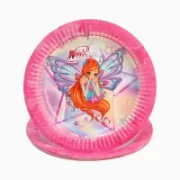 Тарелка одноразовая бумажная 18 см, набор 10 шт., Винкс