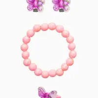 Набор детский &laquo;Выбражулька. Бабочки&raquo;, 3 предмета: клипсы, кольцо, браслет, розовый