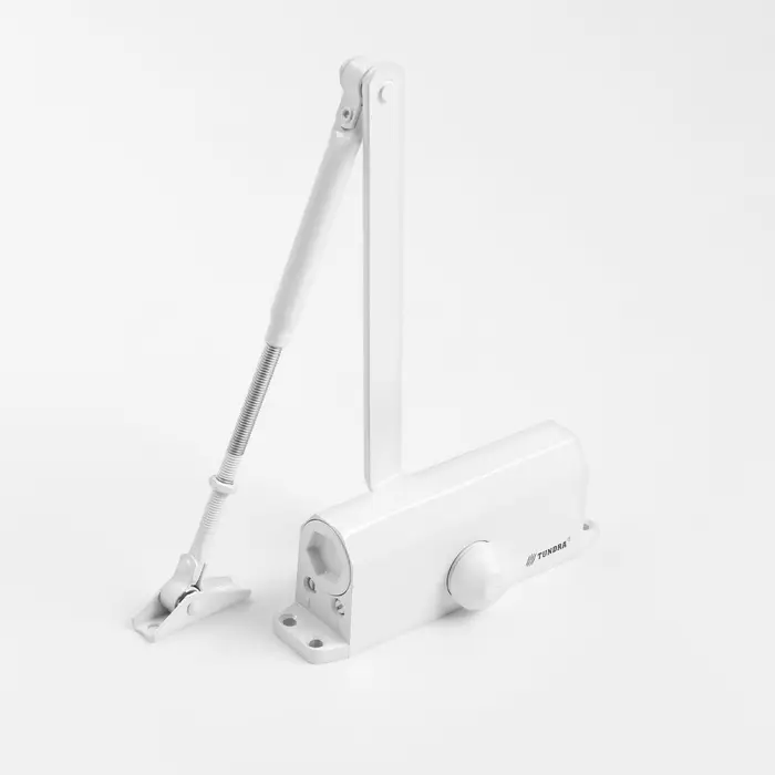 Доводчик дверной ТУНДРА d=60WW, до 60 кг, белый