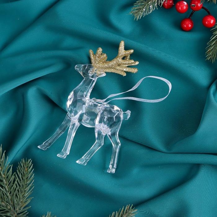 Украшение ёлочное Украшение ёлочное "Олень грация блеск" 8х14 см, прозрачно-золотой