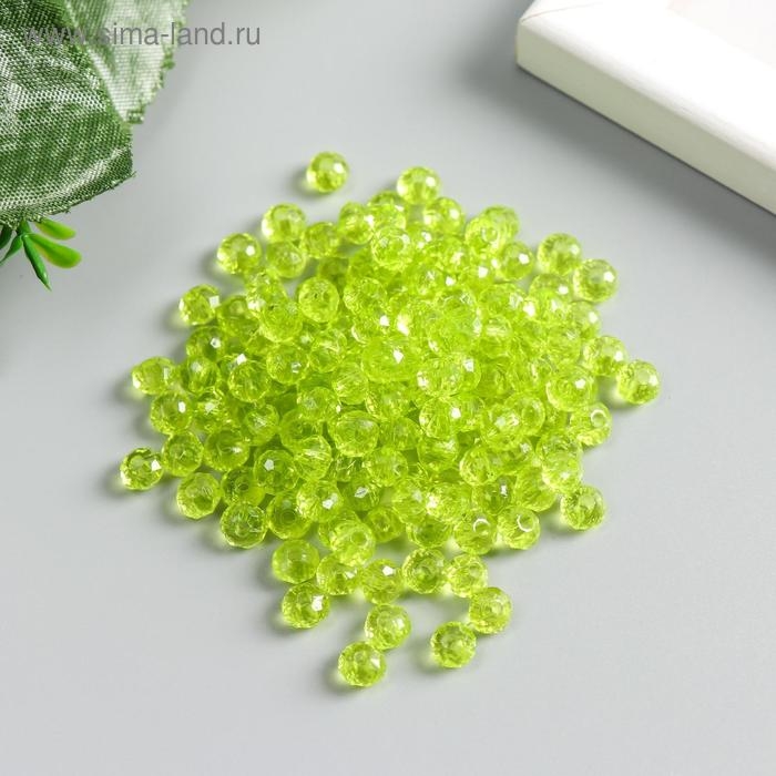 Бусины для творчества пластик "Кристалл с гранями светло-зелёный" набор 20 гр 0,4х0,6х0,6 см   51317