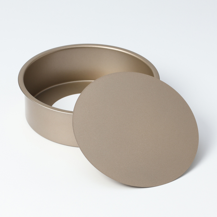 Форма для выпечки Доляна &laquo;Круг. Рэнди&raquo;, 21,5&times;6,5 см, съёмное дно, антипригарное покрытие, цвет золотой