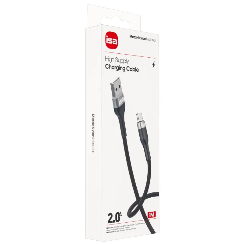 Кабель USB на Type-C 1m 2A BX-5 ISA черно-серый