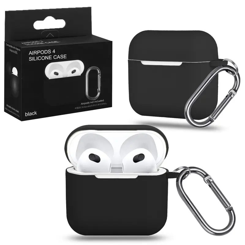 Чехол для AirPods 4 с карабином №12 Black