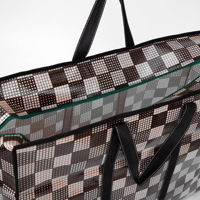 Сумка хозяйственная на молнии, 54 л, цвет коричневый/бежевый Сумка хозяйственная на молнии, 54 л, цвет коричневый/бежевый