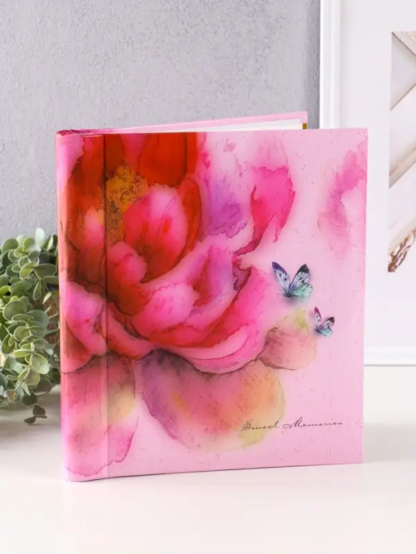 Фотоальбом 30 магнитных листов 23X28см, "Цветок и бабочки", пер-т внутр.спираль