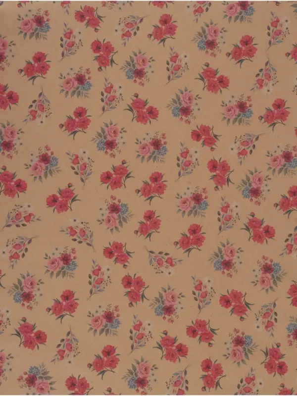 Бумага упаковочная, крафт &laquo;Пионы&raquo;, 70&times;100 см, 1 лист