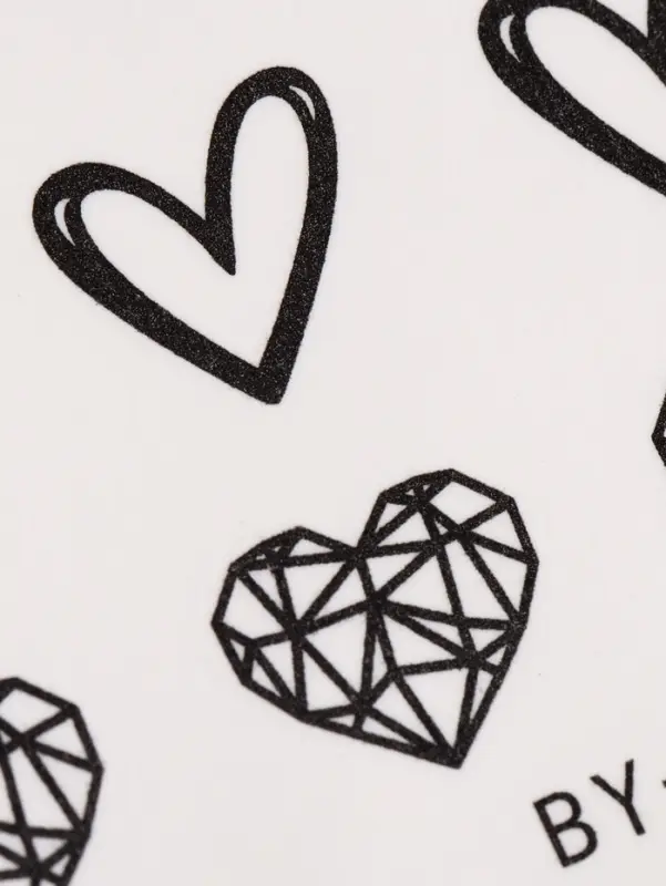 Слайдеры для ногтей «Пустые сердца», чёрные