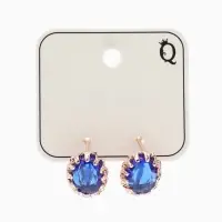 Серьги со стразами &laquo;Эдель&raquo;, овал кружево, синие в розовом золоте