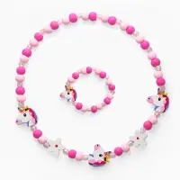 Набор детских украшений Выбражулька &laquo;Единорожек&raquo;, 2 предмета: бусы, браслет, розовый