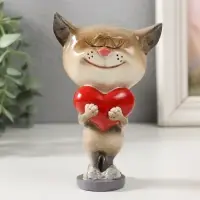 Фигурка полистоун лак &laquo;Котик с большим сердцем&raquo;, 8.5&times;6.2&times;13 см