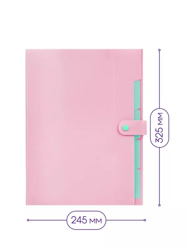 Папка А4, 5 отделений, Calligrata, 600 мкм, на кнопке, розовая, матовая Папка А4, 5 отделений, Calligrata, 600 мкм, на кнопке, розовая, матовая