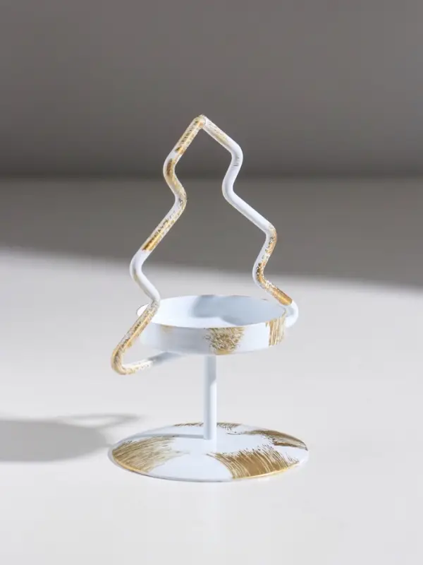 Подсвечник металл на 1 свечу  Подсвечник металл на 1 свечу "Ёлочка" белый с патиной d=5 см 7х7х12,5 см