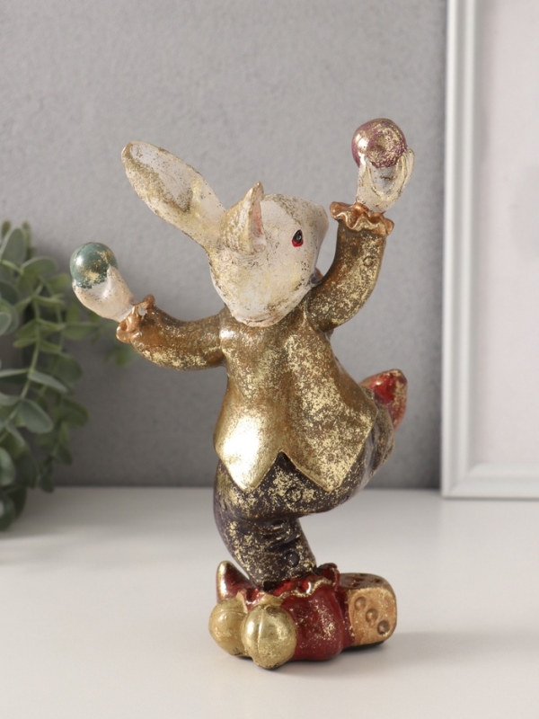 Сувенир полистоун Сувенир полистоун "Цирковой кролик-жонглёр" 12,5х15х20 см