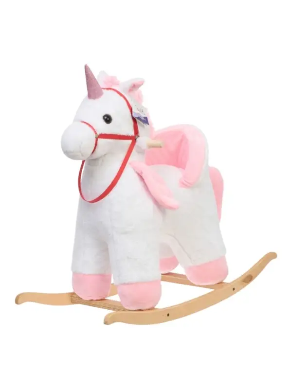 Качалка "Единорог", со спинкой, цвет белый