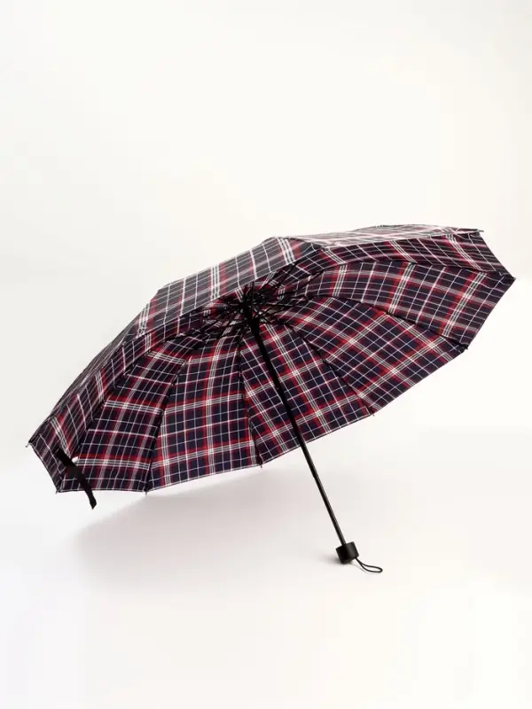 Зонт механический &laquo;Клетка&raquo;, 4 сложения, 10 спиц, R=52/60 см, d=104 см, МИКС