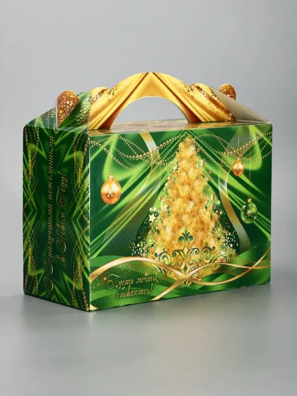 Подарочная новогодняя коробка «Праздничный шелк» в зеленом, 25×12×24 см Подарочная новогодняя коробка «Праздничный шелк» в зеленом, 25×12×24 см