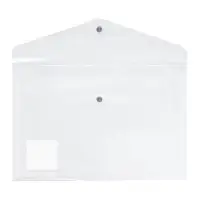 Папка-конверт на кнопке А4, 160 мкм, ErichKrause Glossy Clear, глянцевая, с цветной кнопкой, прозрачная, микс