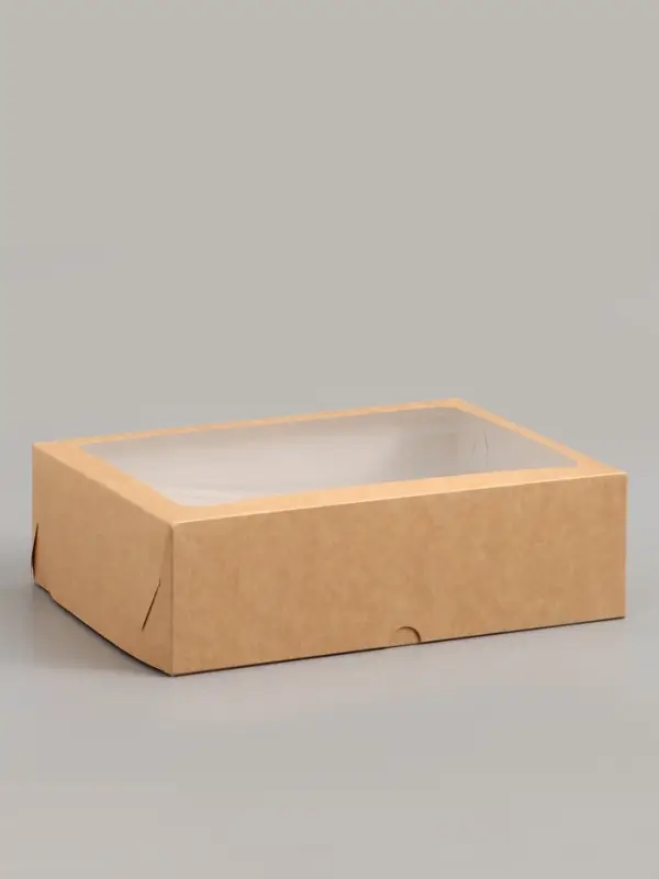 Коробка под 12 капкейков с окном, крафт, 32.5&times;25.5&times;10 см, 5 шт.