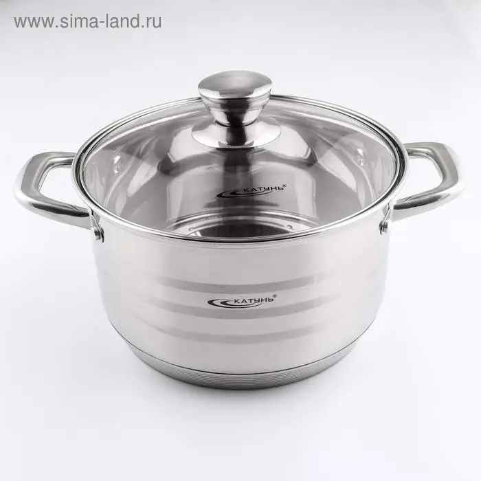 Кастрюля Катунь &laquo;Элис&raquo;, 4.5 л, d=22 см, с крышкой, капсульное дно, индукция, нержавеющая сталь, AISI - 201, хромированная