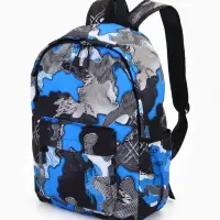 Рюкзак школьный на молнии, с карманами, с принтом, 30&times;13&times;42 см, синий