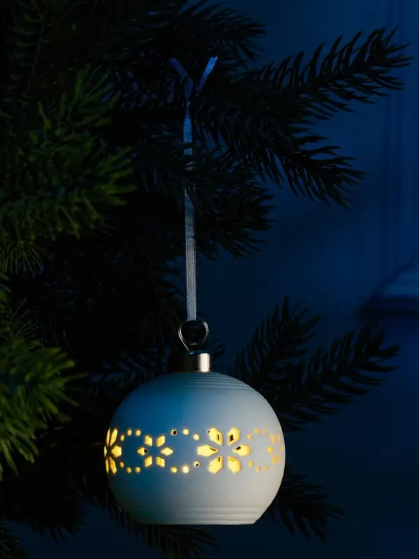 Ёлочный шар &laquo;Орнаменты&raquo;, 6.9&times;6.9&times;5.9 см, 1 LED, керамика, от батареек LR44&times;2, свечение тёплое белое