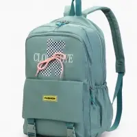 Рюкзак школьный на молнии, с карманами, с принтом, размер 30&times;13&times;44 см, зелёный