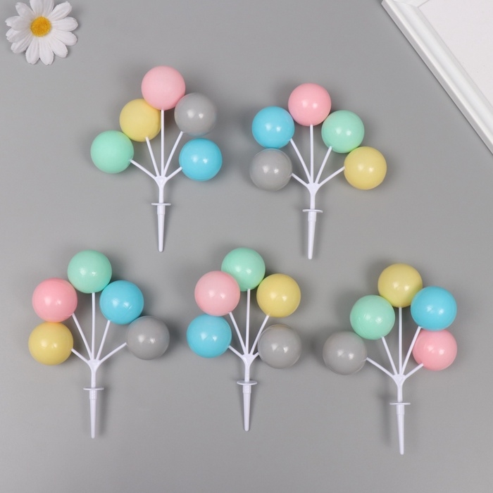 Декор для творчества пластик  Декор для творчества пластик "Связка воздушных шаров - пастель" набор 5 шт 13,5 см