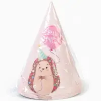 Набор колпаков праздничных «Желаю счастья, ёжик», цвет розовый, 6 шт Набор колпаков праздничных «Желаю счастья, ёжик», цвет розовый, 6 шт