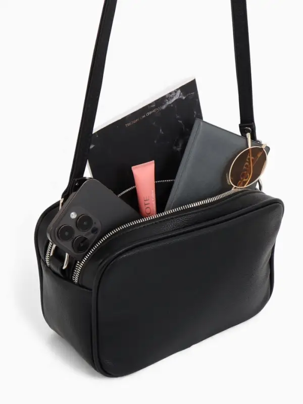 Сумка женская кросс-боди TEXTURA на молнии, 24&times;9&times;15 см, чёрная