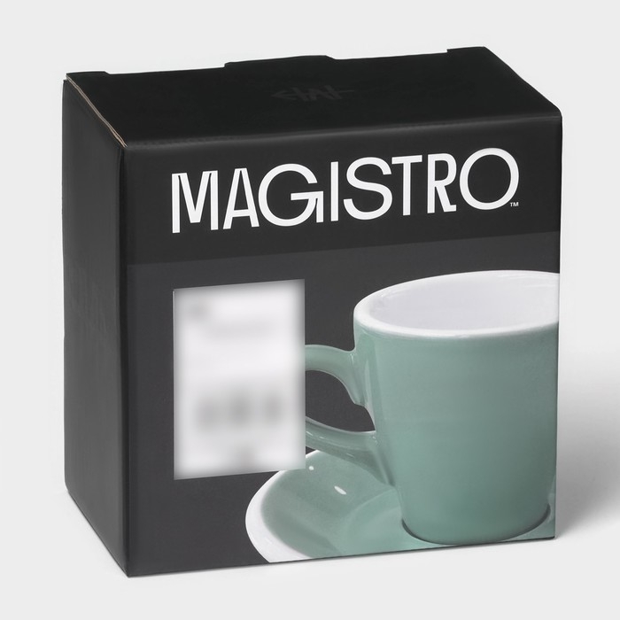 Кофейная пара фарфоровая Magistro Coffee time, 2 предмета: чашка 80 мл, блюдце d=12,5 см, цвет бирюзовый Кофейная пара фарфоровая Magistro Coffee time, 2 предмета: чашка 80 мл, блюдце d=12,5 см, цвет бирюзовый
