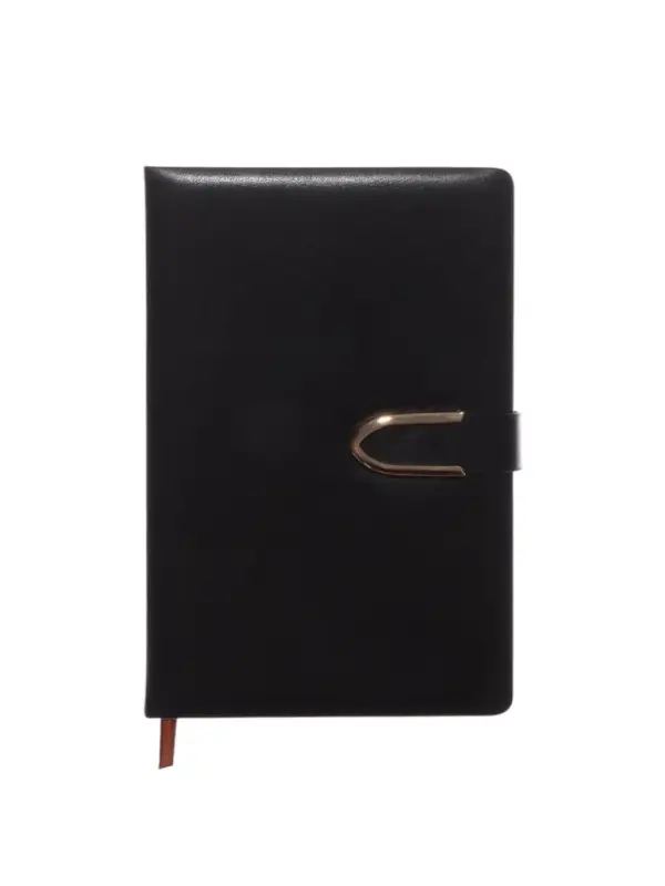 Ежедневник недатированный формат А5, с хлястиком, 112л, линия, пвх, Черный Ежедневник недатированный формат А5, с хлястиком, 112л, линия, пвх, Черный