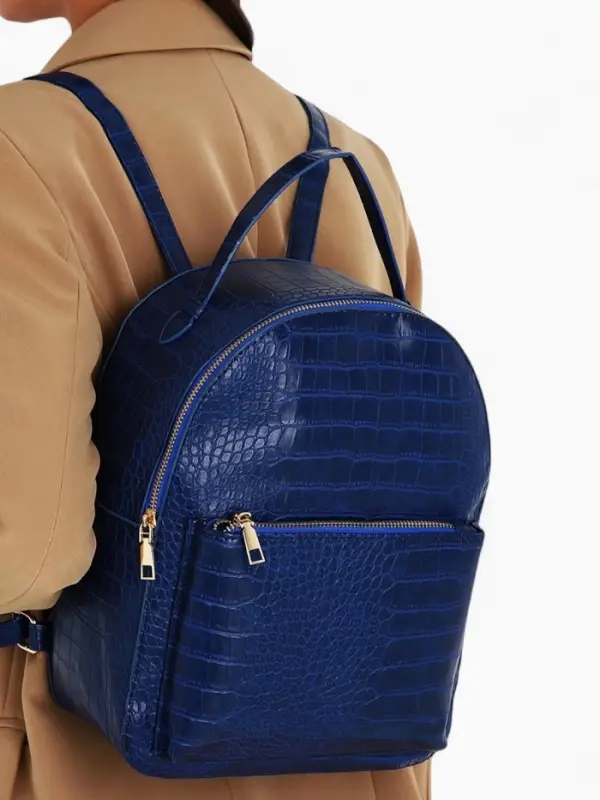 Рюкзак женский на молнии, с карманом, размер 24&times;12&times;31 см, синий