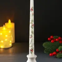 Свеча античная новогодняя 255х22 мм с декором, зимняя
