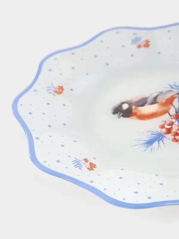 Тарелка обеденная цветок Тарелка обеденная цветок "Снегири на ветке" 25х2 см