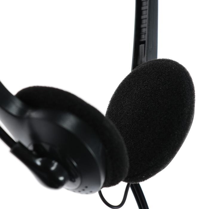 Наушники Ritmix RH-512M, компьютерные, микрофон, 105 дБ, 16 Ом, 3.5 мм, 1.8 м, черные