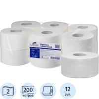 Бумага туалетная д/дисп Luscan Professional 2сл белая цел 200м 12рул/уп