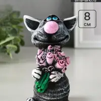 Фигурка полистоун &laquo;Кот с цветами&raquo;, 8 см
